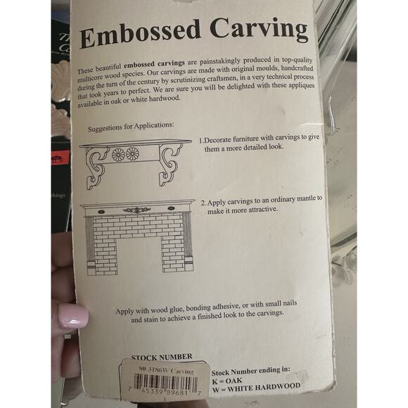 Embossed Carving Hardwood Multipurpose Accent Unpainted Handcrafted USA 12 Piece - Picture 4 of 5